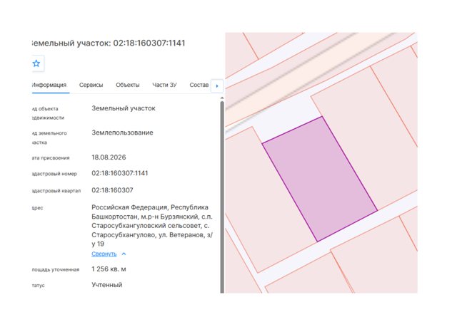 Земельный участок · Площадь не указана · респ. Башкортостан, м.р-н Бурзянский, с.п. Старосубхангуловский сельсовет, с. Старосубхангулово, ул. Ветеранов, з/у 19