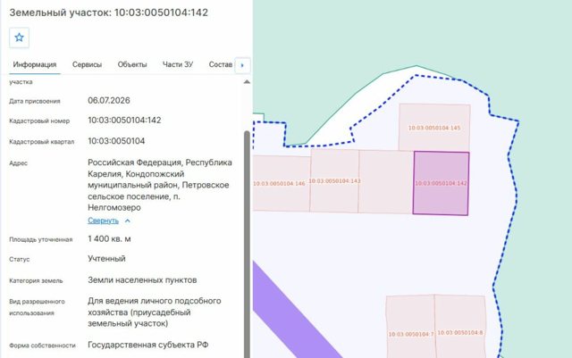 Земельный участок · Площадь не указана · респ. Карелия, м.р-н Кондопожский, с.п. Петровское, п. Нелгомозеро