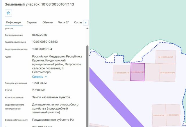 Земельный участок · Площадь не указана · респ. Карелия, м.р-н Кондопожский, с.п. Петровское, п. Нелгомозеро