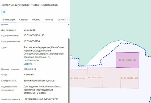 Земельный участок · Площадь не указана · респ. Карелия, м.р-н Кондопожский, с.п. Петровское, п. Нелгомозеро